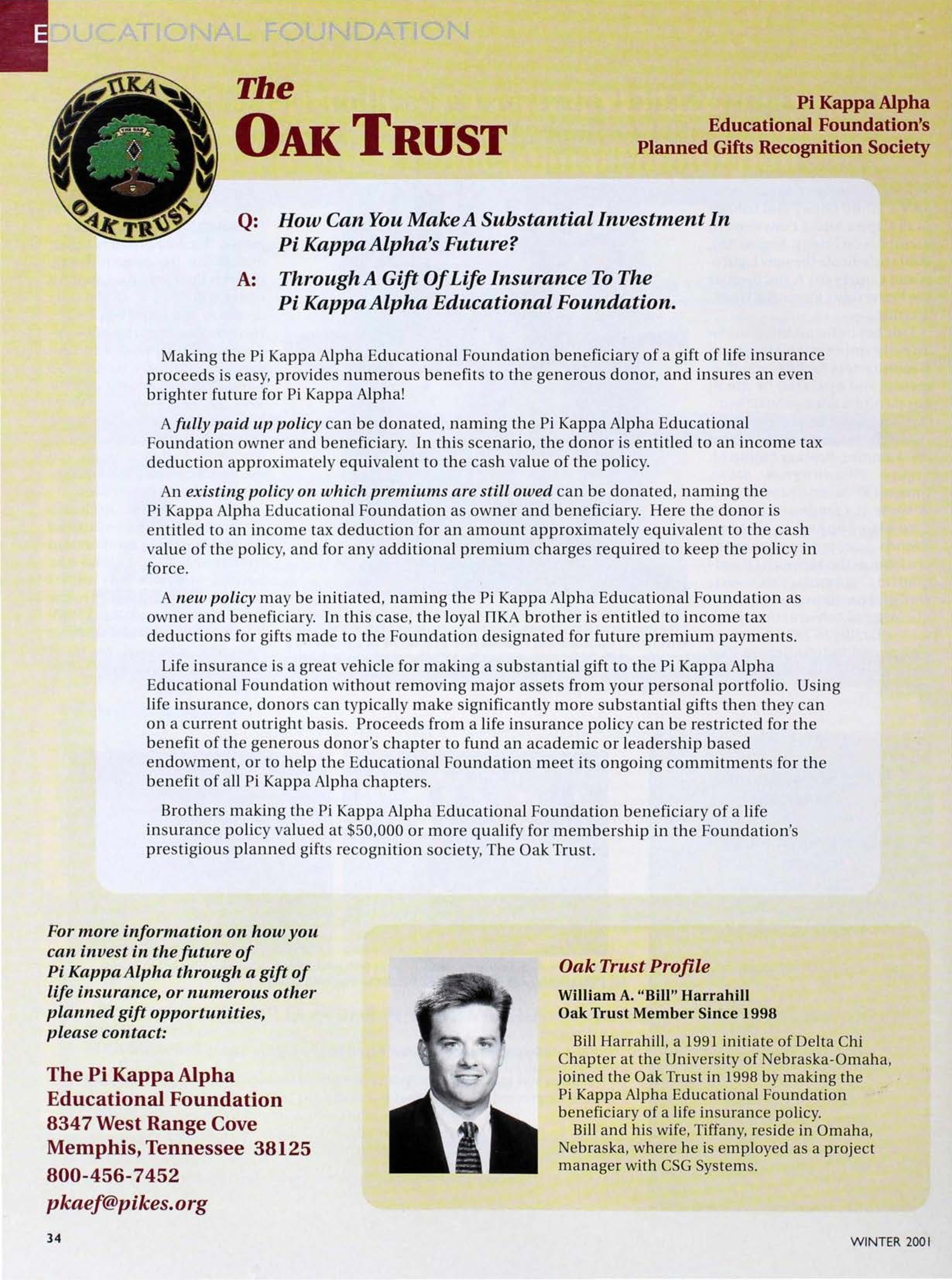 Educational Foundation: The Oak Trust, Winter 2001